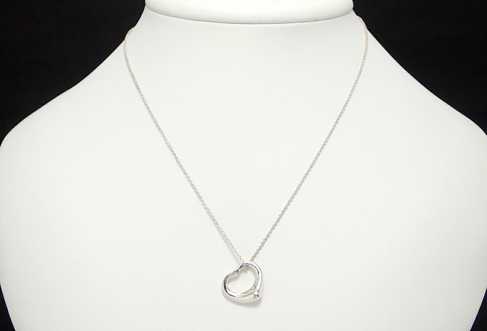 TIFFANYCo Tiffany Elsa Peretti Open Heart Pendant Necklace Silver